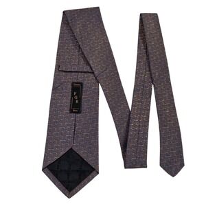 Ferrell‎ Reed Silk Jacquard Tie Handsewn Blue Gold Patterned Necktie Men's